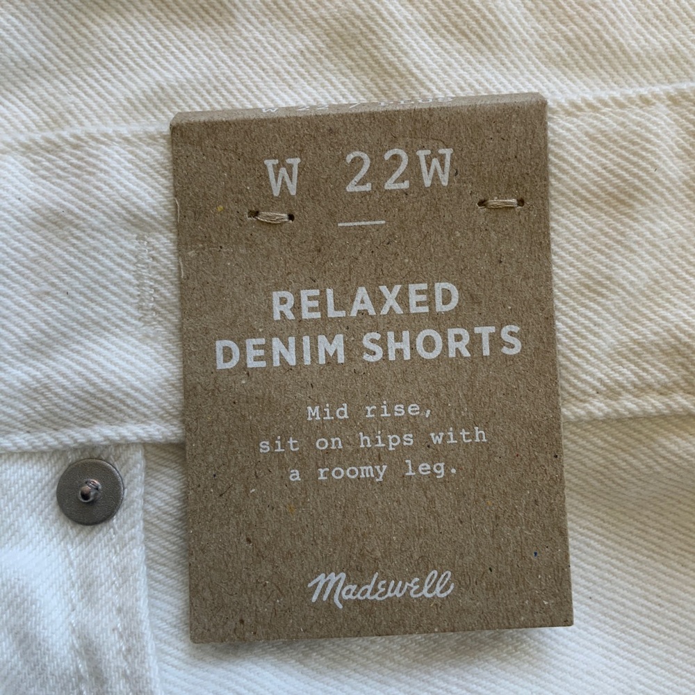 Madewell Relaxed Denim Frayed Shorts Off-White Size 22 NWT - Picture 9 of 16